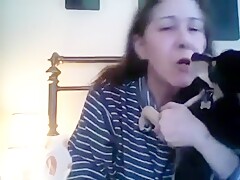 Woman makeout with dog